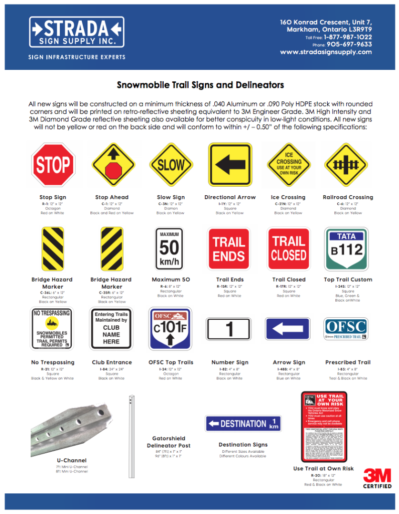 Snowmobile Trail Signage Catalog Preview